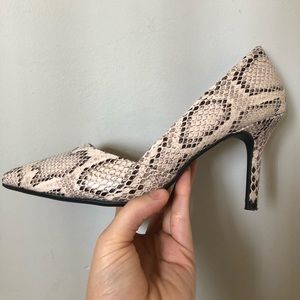 Warm Gray Snakeskin Print Heels